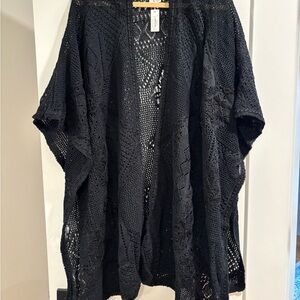 Black Crochet Kimono Cardigan/Shall